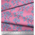 thumbnail image 2 of Tissu Imprimé Floral Fleur Bleu Jaune 1 Yard 42 Inch Wide, 2 of 3