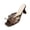 Coffee, variant on Heeled Sandals for Women Open Toe Kitten Heel Mules Sheer Lace Upper Cute Bowknot Detail Square Front Dressy Evening Date Wear