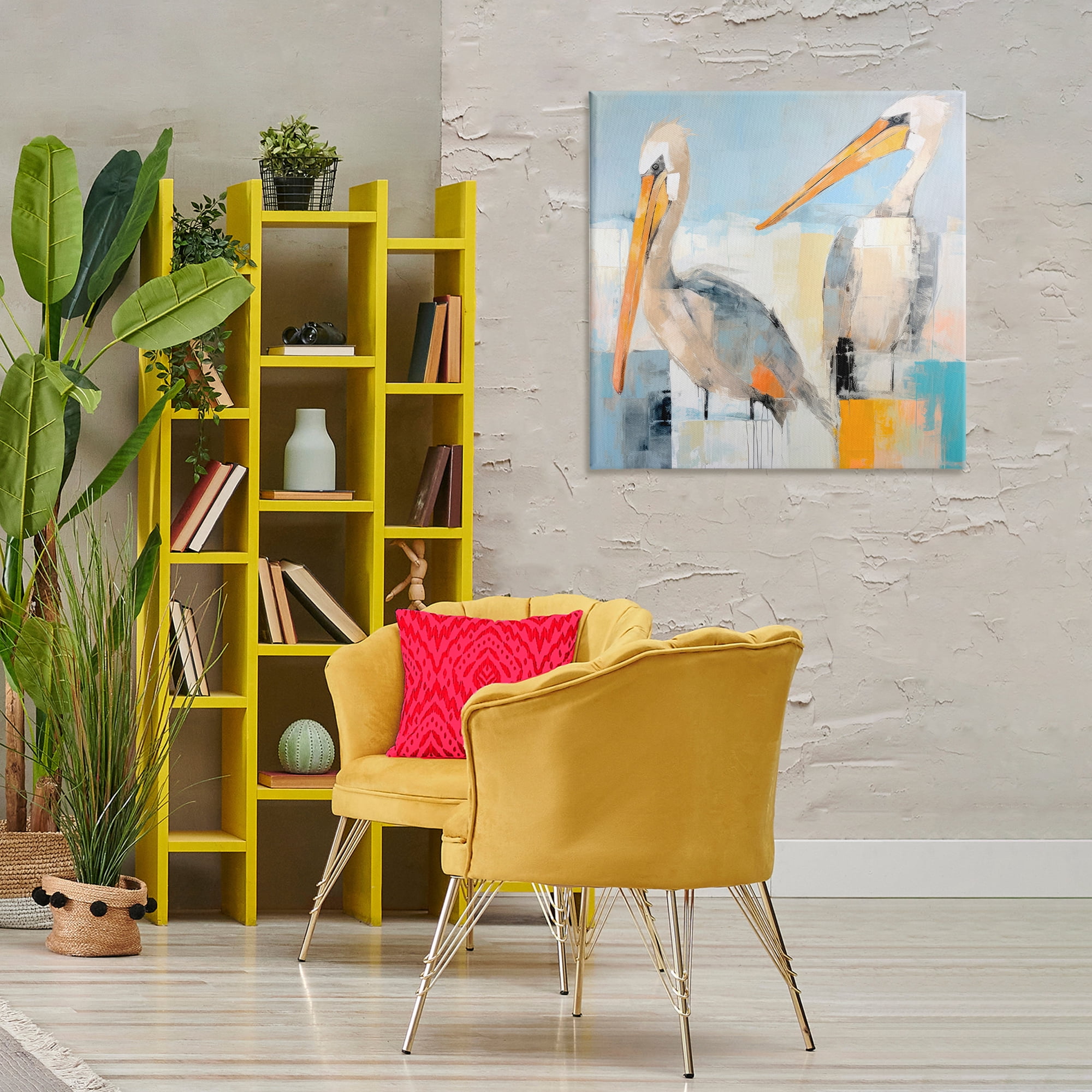 Stupell Industries Pelicans Abstract Pattern Animals & Insects Painting Gallery Wrapped Canvas Art Print Wall Art, 30 x 30
