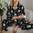 thumbnail image 6 of Gukieu Pirate skull Print Women's Long Sleeve Pajama Set, Button Top Elastic Pocket Pajama Pants Two Piece Set Home Wear-X-Large, 6 of 7