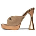 thumbnail image 2 of FSJ Women Open Square Toe Bow Mules Platform Slip on Chunky High Heels Elegant Dress Party Heeled Slides Size 8 Bronze, 2 of 4