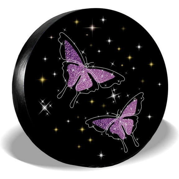 Butterfly Star Spare Tire Covers Universal Polyester Waterproof Dust-Proof Wheel Tire Cover Universal Fit for Jeep Trailer RV SUV Truck Camper Vehicles (15" Fit 27-29 Inch Tire Diameter) Colorful