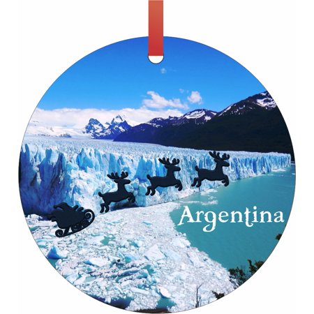 Santa Klaus And Sleigh Riding Over Los Glaciares Argentina