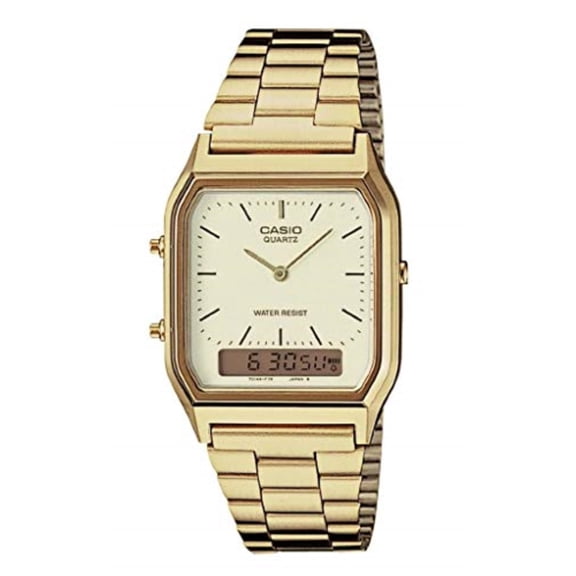 AQ230GA-9D Men's Analog Digital Dual Time Gold Tone Metal Band Watch