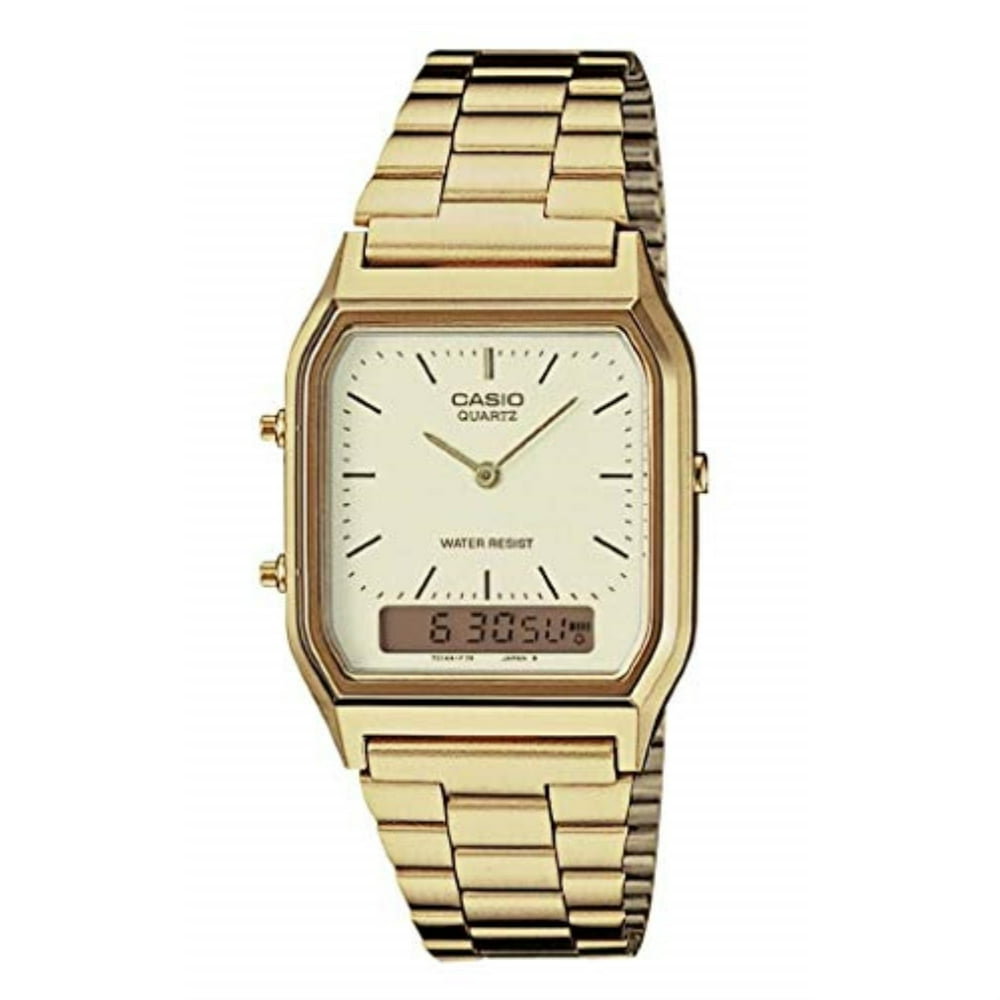 Casio AQ230GA9D Men's Analog Digital Dual Time Gold Tone Metal Band