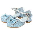 thumbnail image 3 of Kids Heels,Girls Sandals Closed Toe Heels Wedding Party Shoes Sequins Bow For Toddler,Little Girl Dress Shoes(Size:4.5-5 Years), 3 of 8