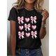 thumbnail image 1 of Women'S Valentine'S Day T-Shirt, Casual Crew Neck, 100%cotton, Knit Fabric, Pink Heart & Bow Print, Regular Length, Spring/Summer Collection Tee For Adult, Men, Women, Teen, Teenager, Adolescent, You, 1 of 8