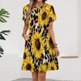 thumbnail image 2 of Leopard Sunflower Women's Dress Short Sleeve Summer Sundress Summer Women Clothes, 2 of 7