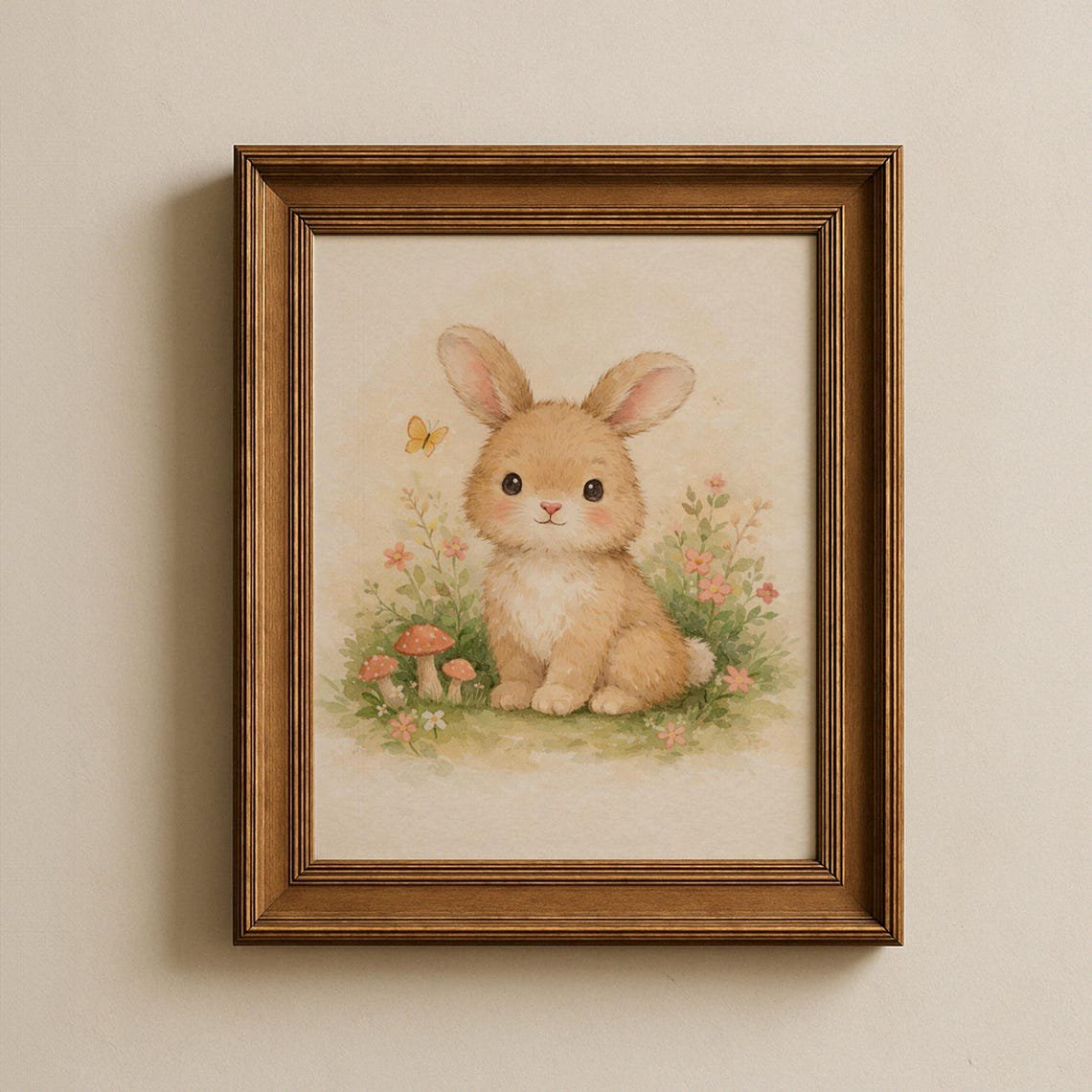 Baby Bunny Wall Art Print Neutral Nursery Home Decor