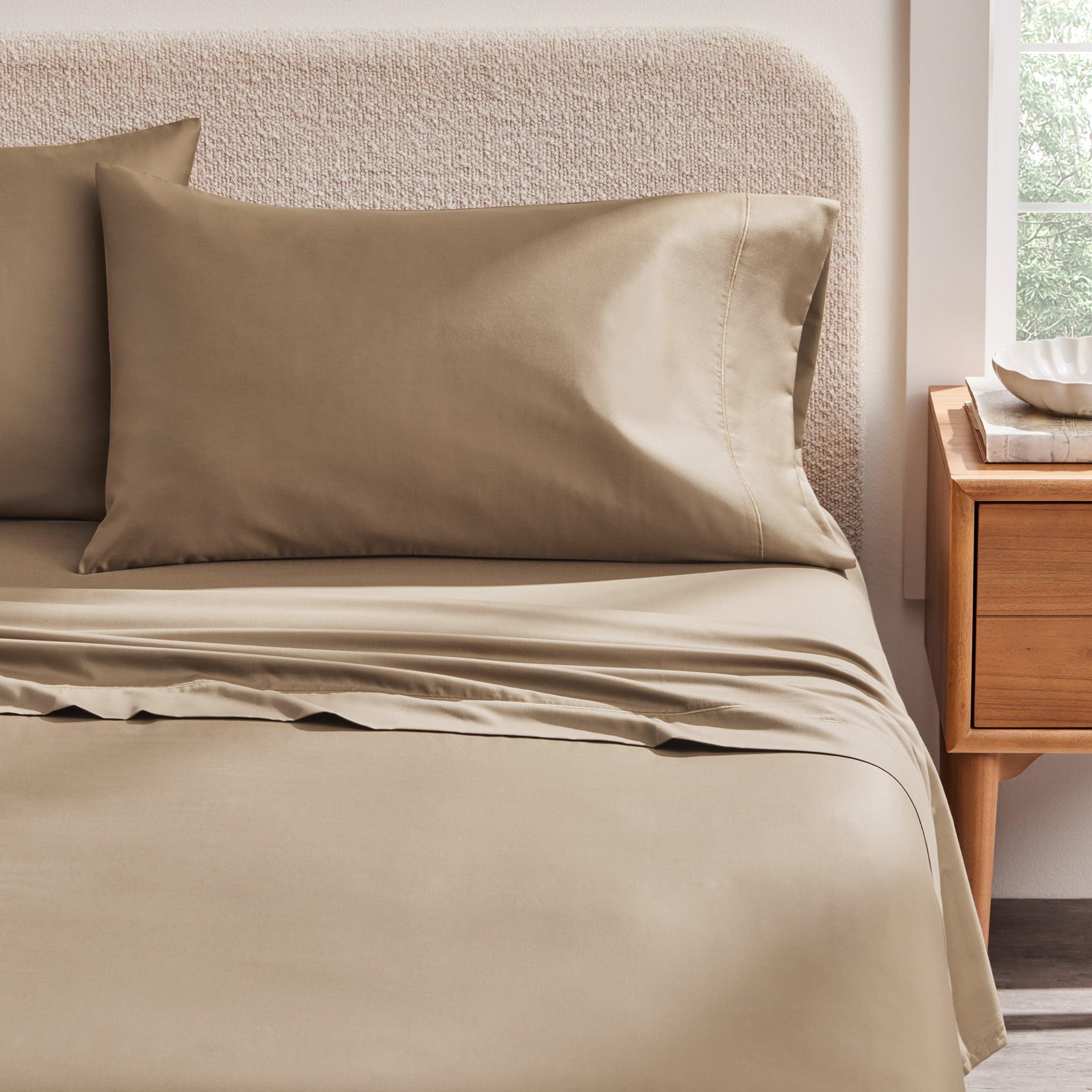 Better Homes & Gardens 4-Piece 400 Thread Count Dark Caramel Performance Bed Sheet Set, Full