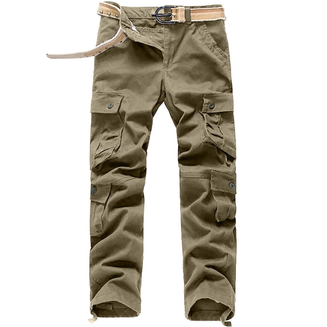 LOVZFMLL Cargo Pantalon pour Homme Uni à Multiples Poches Salopette Lavée Pantalon Décontracté d'Extérieur Pantalons