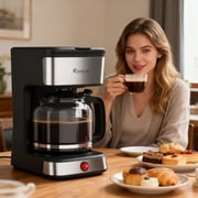 15-Cup Drip Coffee Maker, Home/Office Coffee Brewing Machine with Removable Filter, Glass Carafe and Heated Base, Black & Stainless Steel
