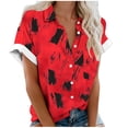 thumbnail image 2 of Lydiaunistar Hauts de Printemps pour Femmes Grande Taille Blouse Imprimée à Manches Courtes avec Poche Polyester Léger Confortable Multicolore, 2 of 5