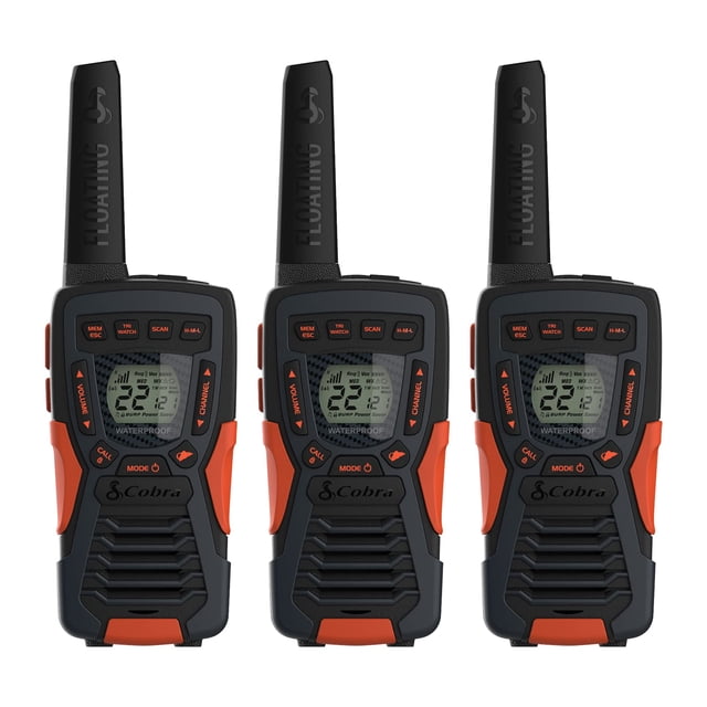 Radios bidireccionales Cobra CXT10953PH-M impermeables a 40 millas, paquete de 3