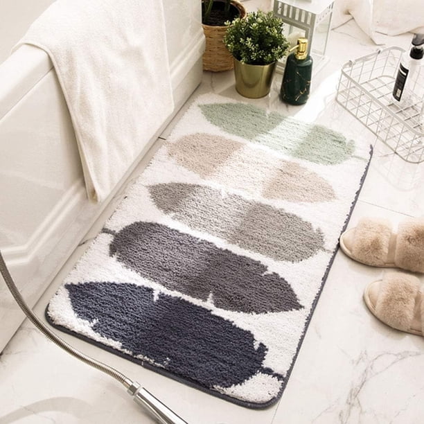 Xiao Hua Alfombra de baño con estampado de rayas de colores, suave y peluda, de microfibra, lavable a máquina, antideslizante, absorbente y de felpa (colorida, 40,6 x 60,9 cm)