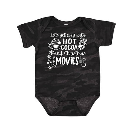 

Inktastic Let s Get Cozy With Hot Cocoa And Christmas Movies Gift Baby Boy or Baby Girl Bodysuit