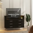 thumbnail image 7 of Homhougo Dresser for Bedroom 6 Drawer Black with LED Light & Charging Station, Wooden Dressers and Chests of Drawers with 2-Tier Open Shelves, Wide Dresser Organizer for Living Room Hallway Entryway, 7 of 7