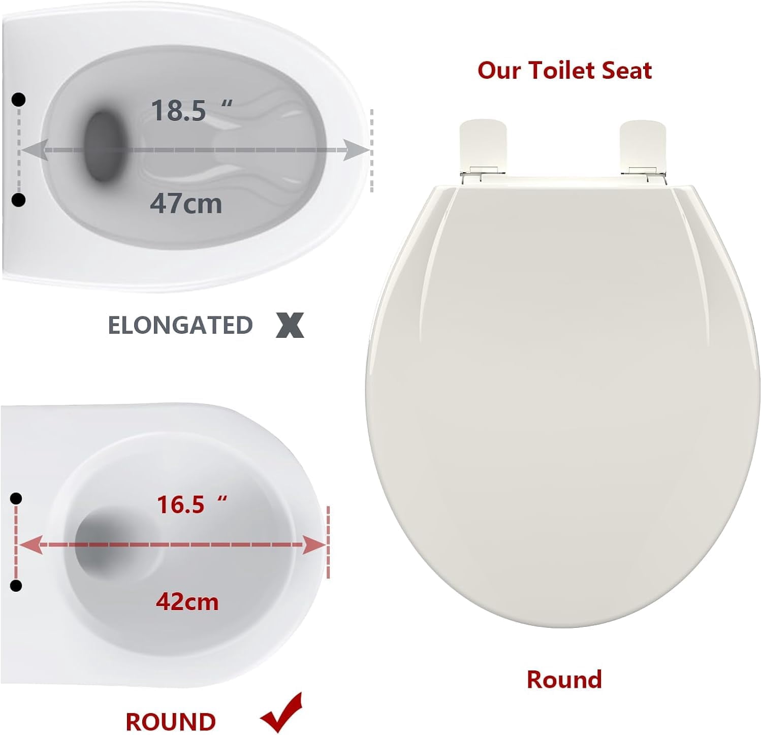 Soft Close Commercial Toilet Seat - Quiet Slow-Close Lid, Quick-Release Hinges, Mark-Resistant Polypropylene, Fits 17" Round Toilets, Grip-Tight Bumpers, Biscuit Color