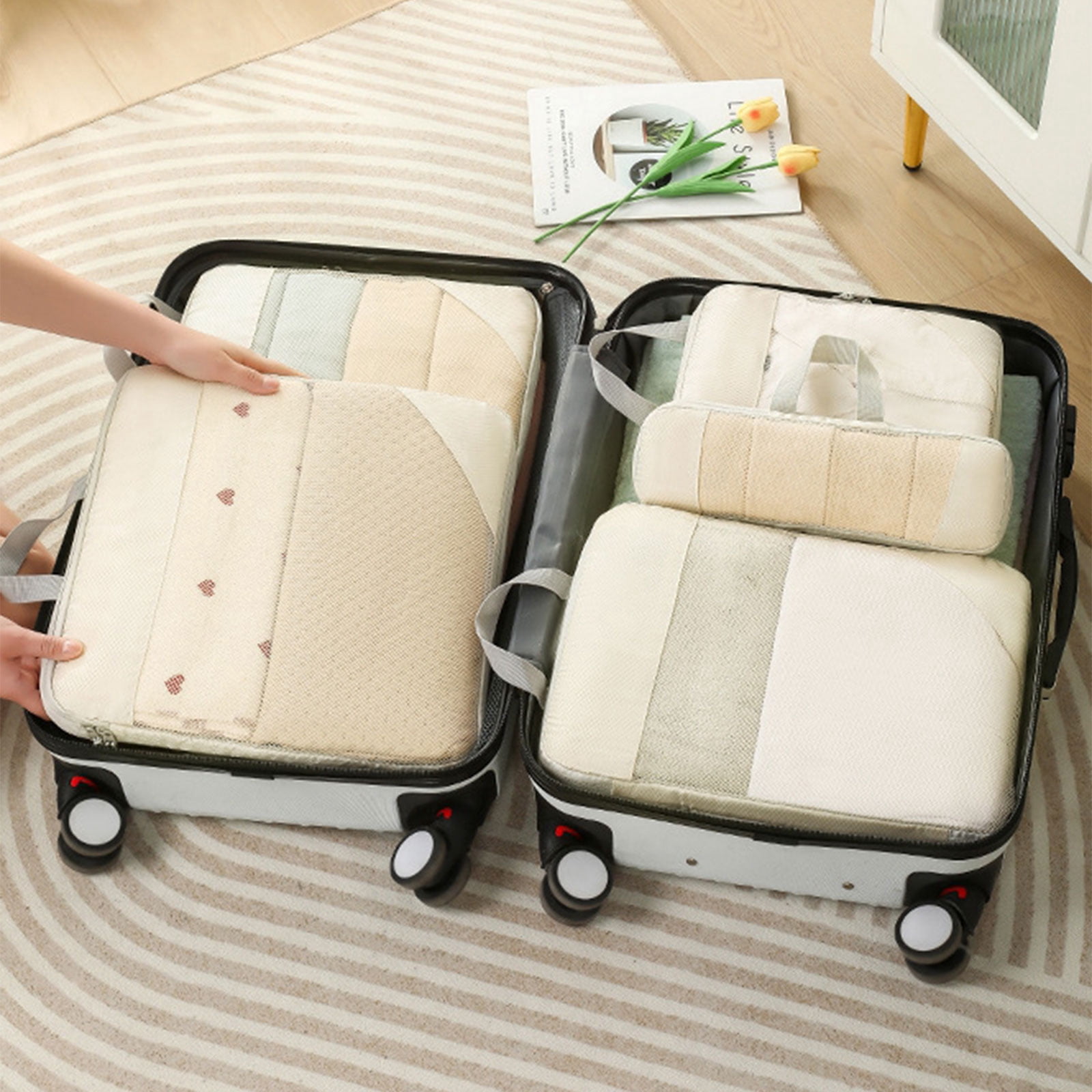 5pcs/set Lightweight Packing Cubes for Efficient Suitcase Organization Expandable Travel Organizers Portable Storage Bag