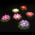 thumbnail image 6 of 6Pcs Floating Solar Pond Lotus Lights – Led Waterproof Flameless Lotus Lights with Water Lily Pad, Safe for Pools/Fountains/Vases (Blue), 6 of 6