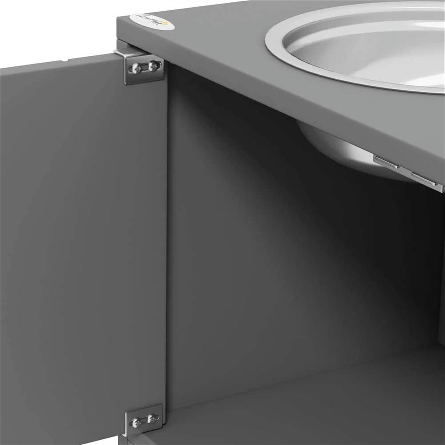 resenkos Elevated Dog Bowls with Storage, Large 44L Capacity with Storage, Pet Feeding Bowl for Indoor Dogs, Durable Design, Gray