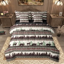 Homewish Wildlife Deer Bear Twin Bedding Sets 7-Piece, Rustic Farmhouse Animal Bedding Comforter Set, Western Tribal Aztec Reversible Sheet Sets, Ultra Soft Bedroom Decor