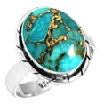 thumbnail image 1 of 925 Sterling Silver Ring For Women - Girls Copper Blue Turquoise Gemstone Silver Ring December Birthstone Fashion Silver Ring Size 9.5 Mothers' Day Gift For Women 925 Silver Gemstone Jewelry, 1 of 6