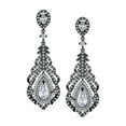 thumbnail image 2 of Bling Jewelry Womens Vintage Art Deco Cubic Zirconia Teardrop Clip-On Earrings BlackSilver Plated, 2 of 5