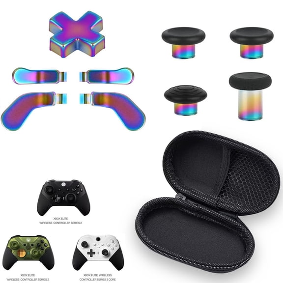 Prociv Metal Replacement Thumbsticks for Xbox Elite Controller Series 2 Core, Component Pack Includes 4 Swap Joysticks, 4 Paddles, 1 Standard D-Pads, Accessories Parts for Xbox One Elite 2(Color)