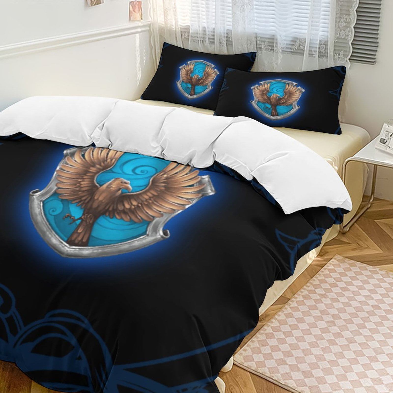 Harry Potter Hufflepuff 3-Piece Bedding Set 102 inchx90 inch Duvet Cover & 2 Pillow Shams Set Soft Bed Sheets, Size: 102 x 90, Black