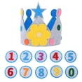 thumbnail image 1 of 1 Juego de corona para niños pequeños, sombrero de corona de fieltro para cumpleaños con números intercambiables, 1 of 8