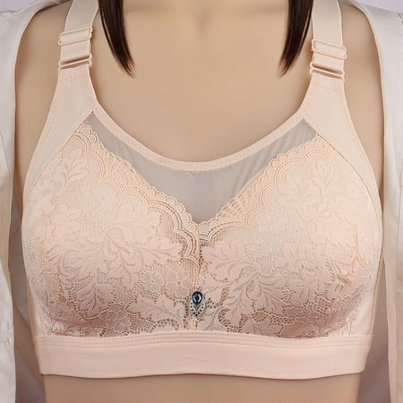 

TOWED22 Womens Wireless Bra Women s Lace Push Up Plus Size Bra Sheer Balconette Underwire Unlined Khaki