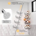thumbnail image 4 of Shower Caddy Corner for Bathroom, Tension Pole, Adjustable 25in-114in Floor to Ceiling, Standing Shower Tension Rod Organizer, 4 Tier Bathroom Storage Shelves, Silver, 4 of 8