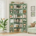 thumbnail image 6 of Homfa 73.9” Tall Corner Bookcase, 6 Tier L-Shaped Large Display Bookshelf with Curved Edges for Living Room Home Office Study, Green, 6 of 7