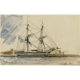 thumbnail image 2 of Johan Barthold Jongkind 14x11 Black Ornate Wood Framed Double Matted Museum Art Print Titled: Accosted Sailing Boat (1865), 2 of 5