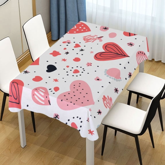 Ryvnso Love Hearts Valentine Rectangle Table Cloth Tablecover Dinning Tablecloth 54"x72"