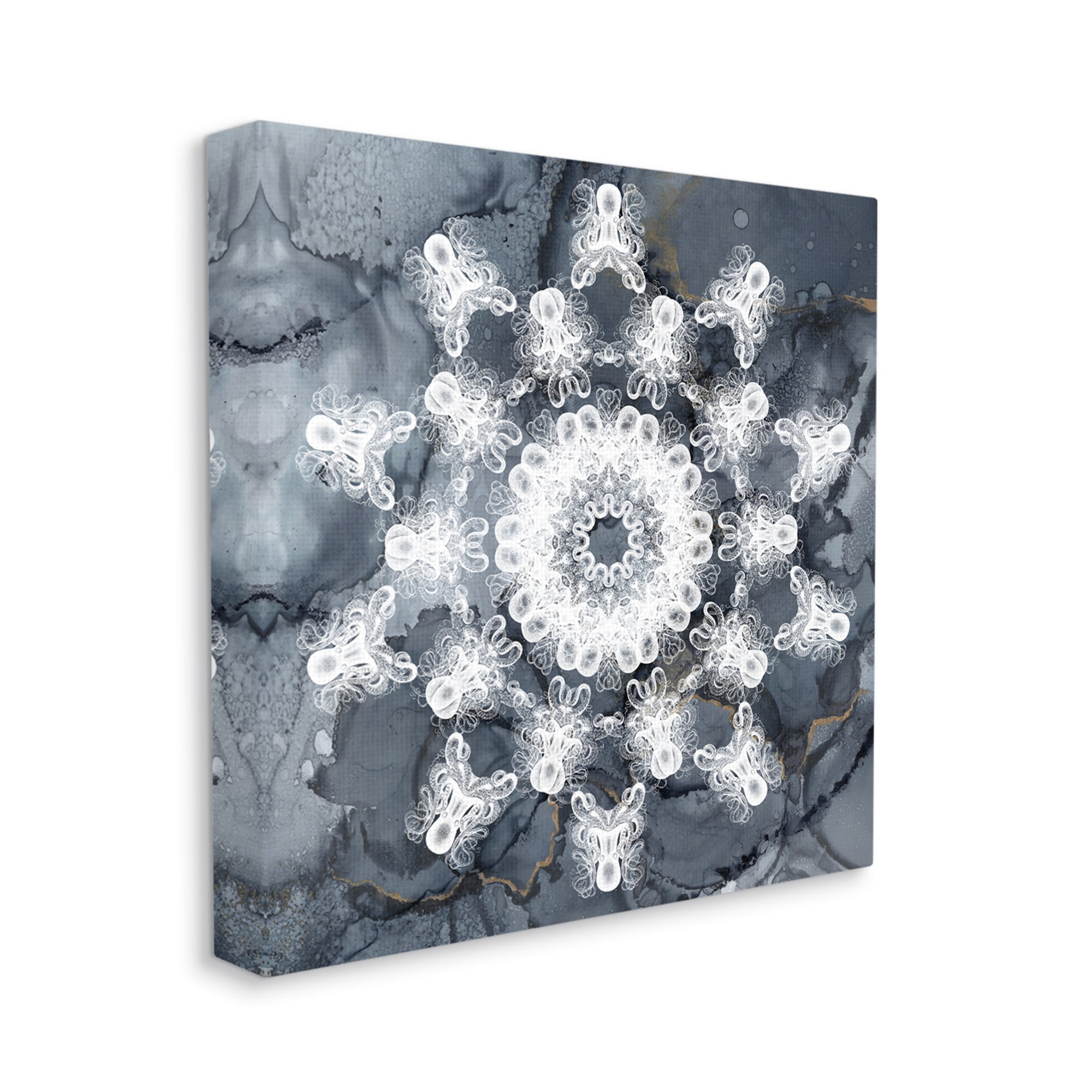 Stupell Industries Bohemian Patterned Fractal Abstract Painting Gallery Wrapped Canvas Art Print Wall Art, 17 x 17