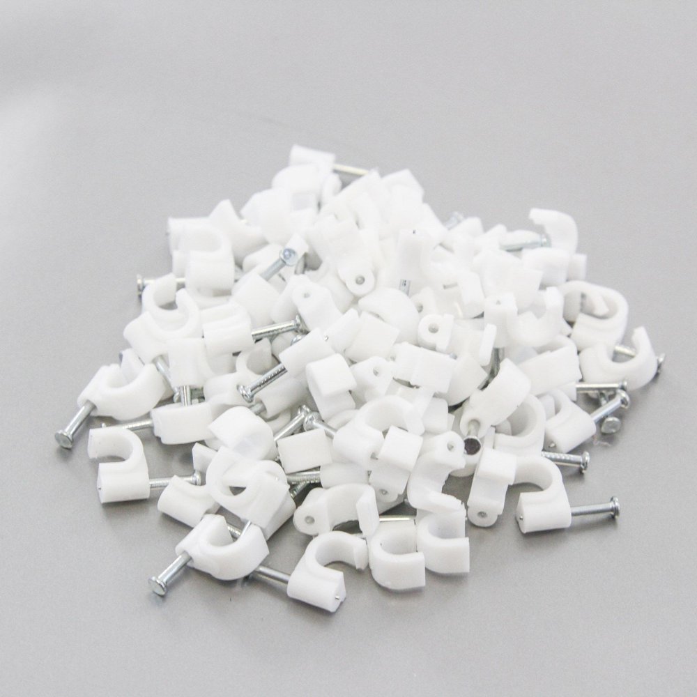 100 Round 1/4 Inches (6 mm) Cable Wire Clips Cable Management Cord Tie