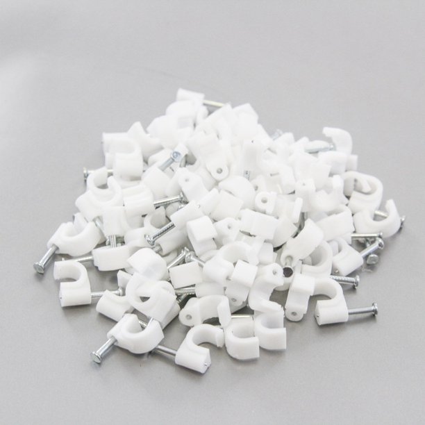 100 Round 1/4 Inches (6 mm) Cable Wire Clips Cable Management Cord Tie