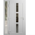 thumbnail image 4 of Front Exterior Prehung Metal-Plastic Door Frosted Glass | Manux 8112 White Silk | Side Sidelite Transom | Office Commercial and Residential Doors Entrance Patio Garage 50 x 80 (W36+14x80) Right-hand, 4 of 6