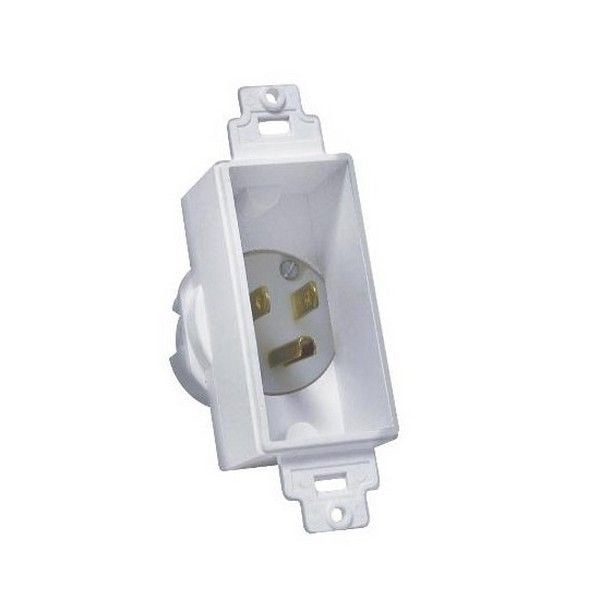 Midlite Products 4642-W White Decora Recessed Inlet 125v 15 Amp Flat Panel Tv