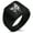 Black, variant on Stainless Steel Hades Greek God of Underworld Geometric Pattern Biker Style Polished Ring
