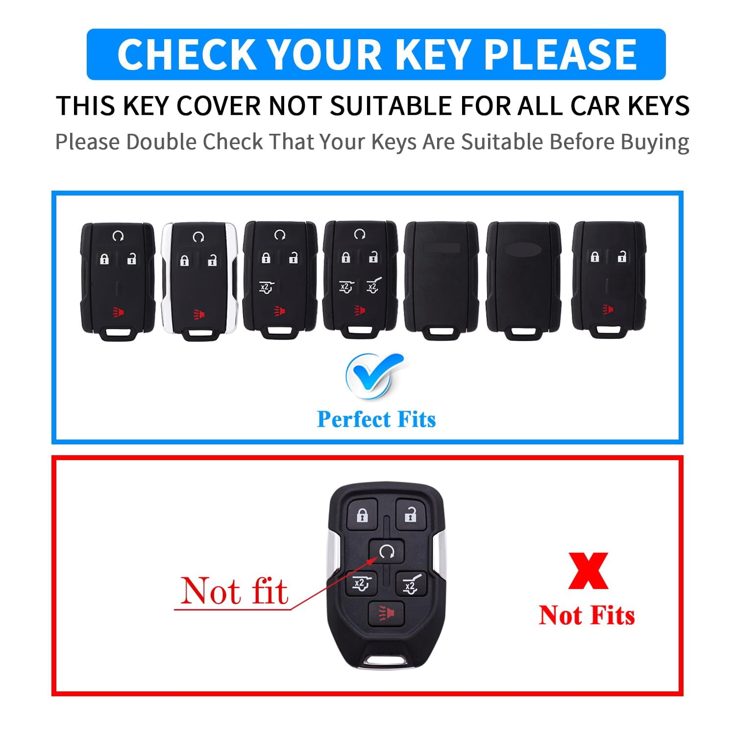 Key Fob Cover Compatible with Fit for Chevrolet 2014-2021 LT GMC Sierra Canyon Yukon Suburban Tahoe Silverado Colorado 360 Degree Protector with Keychain Keychain Case Holder Protector