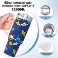 thumbnail image 3 of Sikiie Cartoon Shark Insulated Stainless Water Bottle Lid Travel Mug Cup Insulated Tumblers Cup 40oz Ice Bully With Handle, 3 of 8