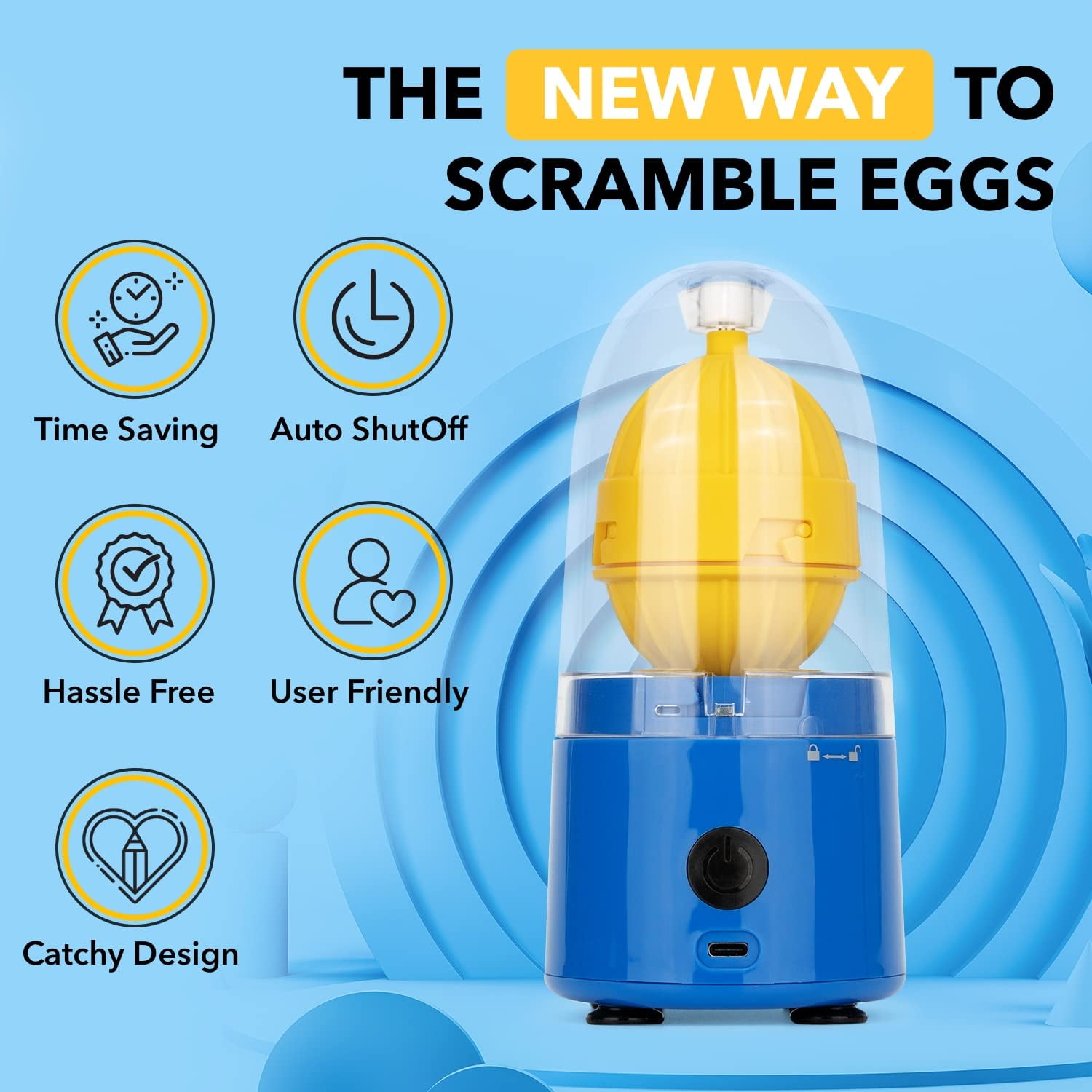 Allsor Egg Scrambler, 50S Rotation Electric Egg Shakers Spin Mixer Golden  Egg Maker Eggs Cooking Tool Mixer Egg Spinner for Children/Adults (Yellow)  - Yahoo Shopping