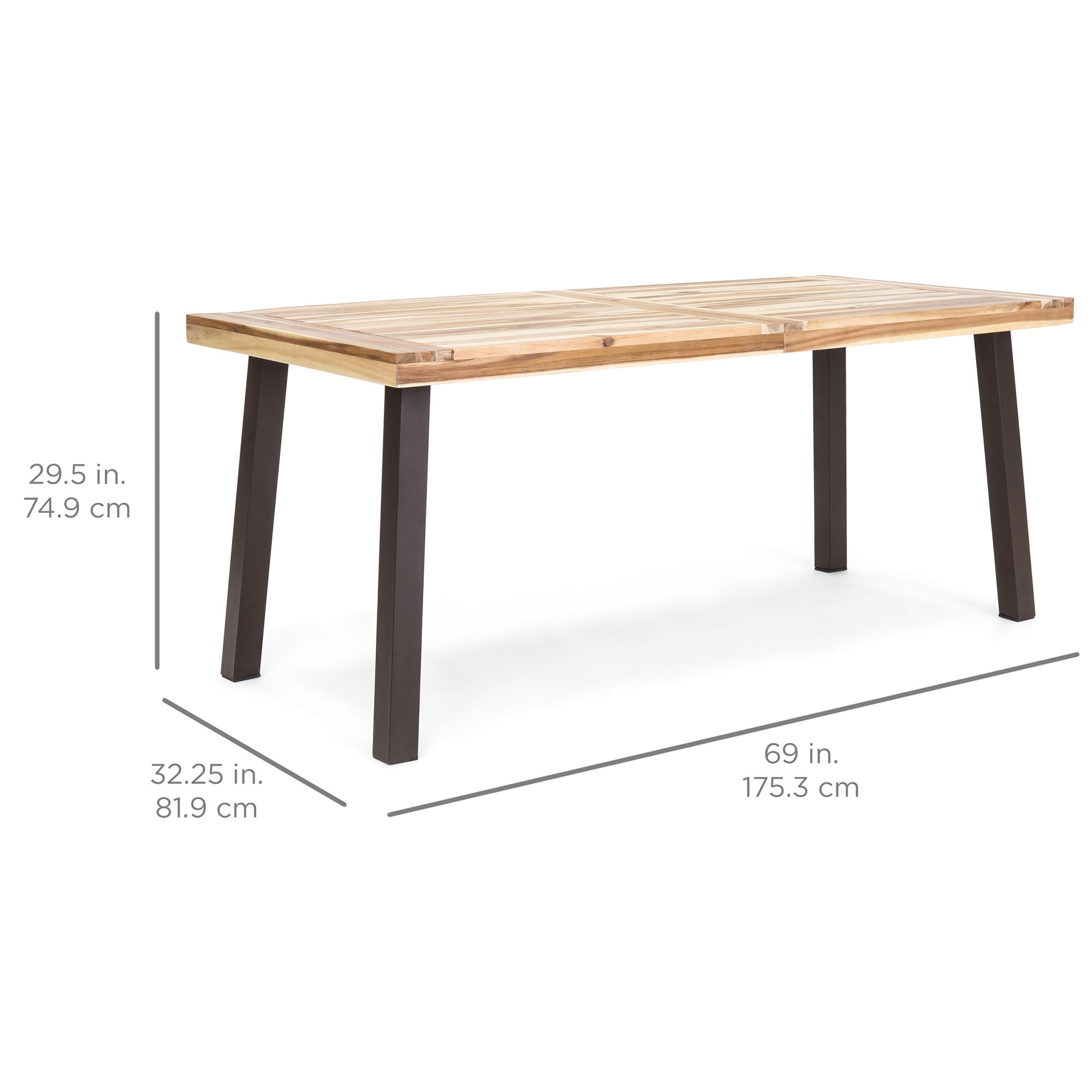 Best Choice Products 6 Person Indoor Outdoor Patio Rustic Acacia Best Choice Products 6 Person Indoor Outdoor Patio Rustic Acacia Wood Picnic Dining Table W Metal Finish Legs Brown