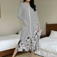 thumbnail image 2 of Zipper Front Robes for Women Trendy Graphic Floarl Print House Coat Long Sleeve Loungewear Full Lenght Nightgown with Pockets, 2 of 9
