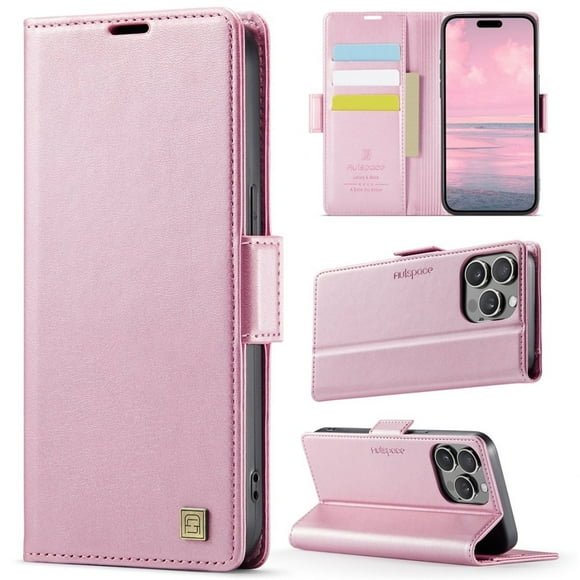 YEYKX for iPhone 14 Pro Funda para Teléfono Funda para Teléfono con Billetera Magnética de 6,1 Pulgadas Funda Protectora de Cuero con Función de Tarjetero Funda con Tapa a Prueba de Golpes, Oro Rosa
