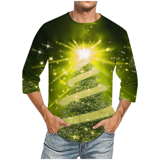 Camisas de Manga Larga para Hombres Imprimir Casual Cuello Redondo Blusa de Manga Corta, Camisas de Lino para Hombres