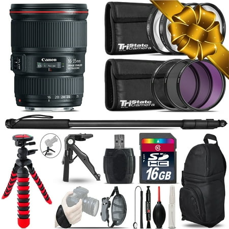 Canon 16-35mm IS USM + MACRO, UV-CPL-FLD Filter + Monopad - 16GB Accessory Kit (International Version)